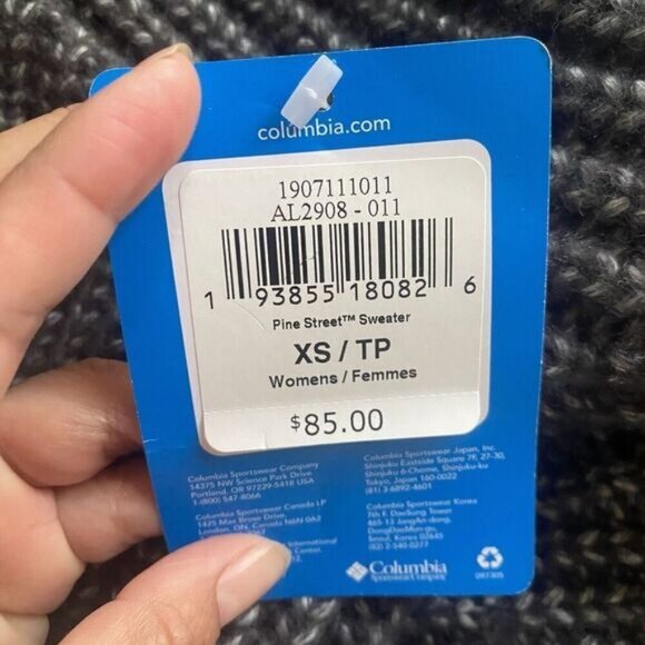 COLUMBIA Pine Street Mock Neck Wool Blend Heather Gray Sweater size XS Coat NEW - Picture 4 of 16